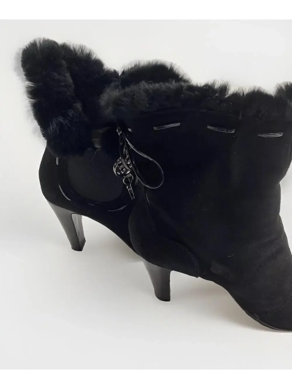 Fabi Femme Womens Black Heel Fashion Boots Size 7.5 US Made in Italy Chic